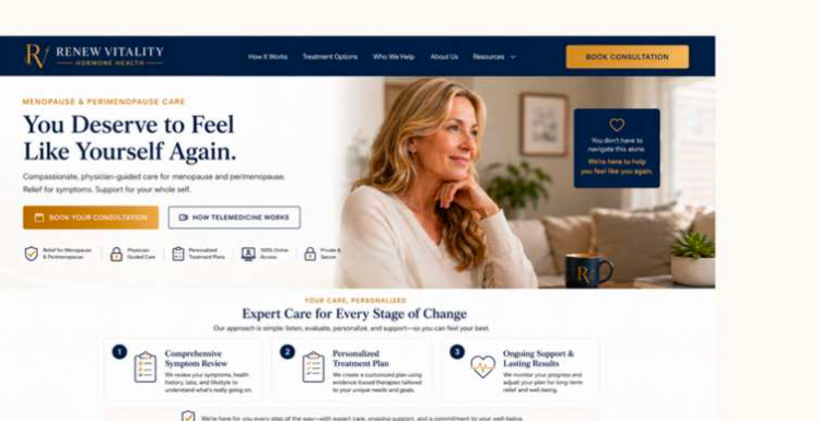 Menopause & perimenopause care landing page