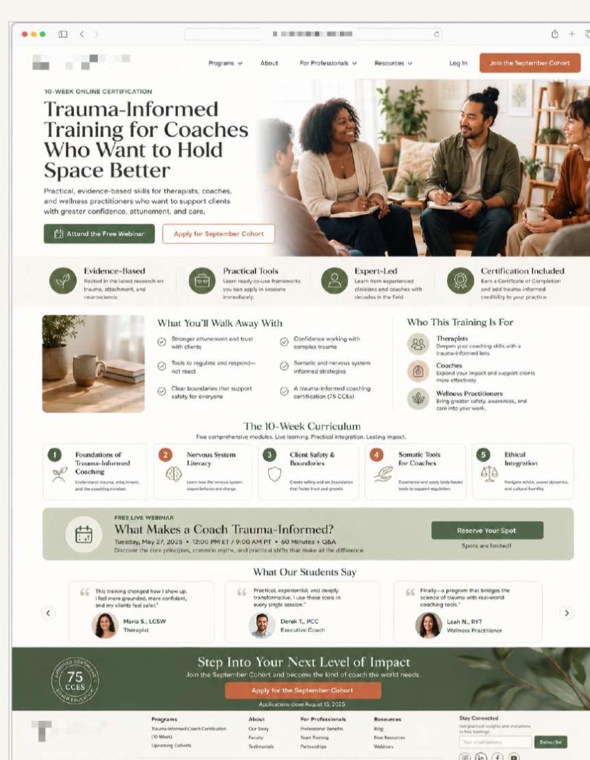 Certification program landing page