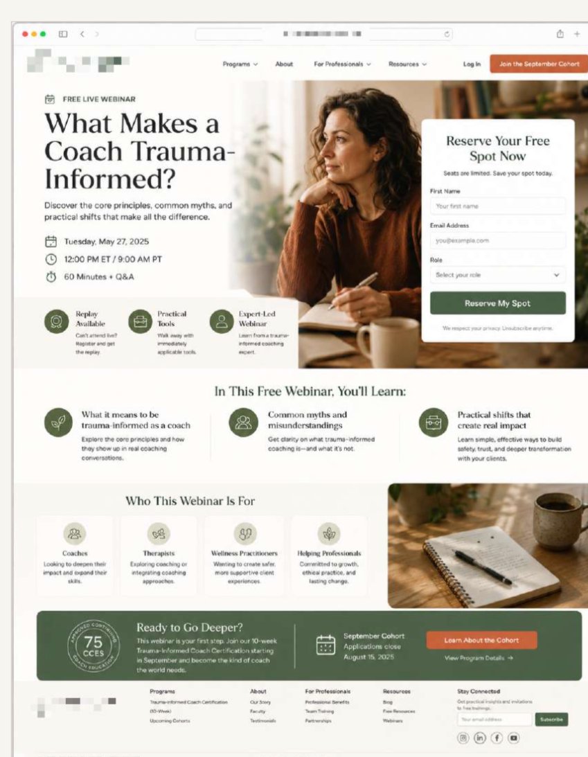 Webinar registration landing page, rewritten